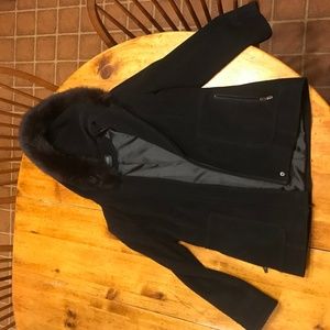 Forecaster black winter coat with fox trimmed hood